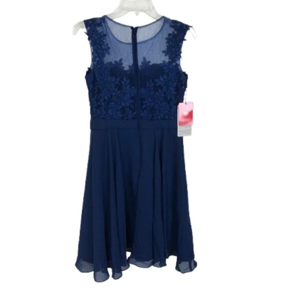 NWT JJs House Womens Size 8 Blue A-line Knee-Length Chiffon Cocktail Dress NEW - Picture 4 of 8